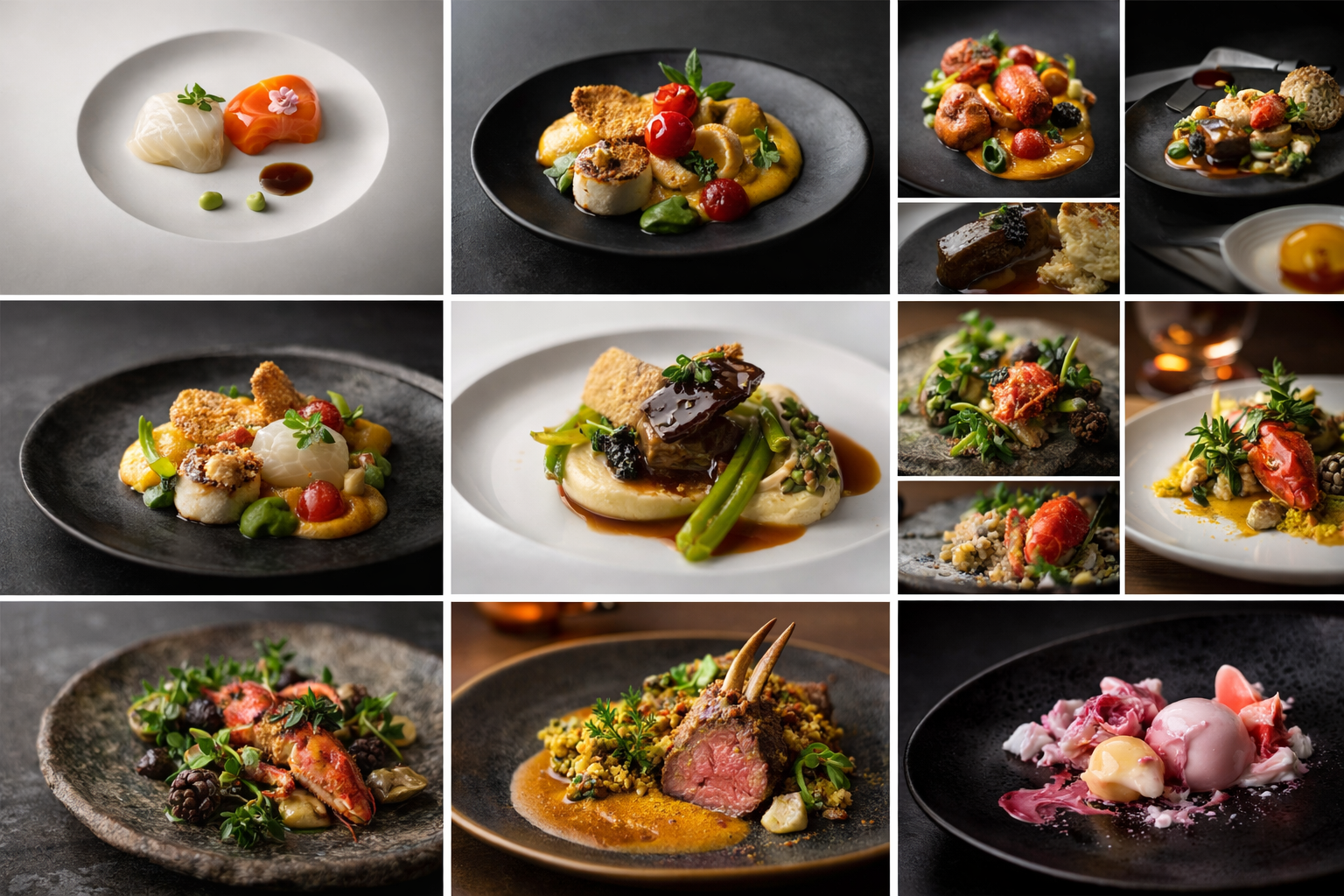 Sashimi, Salmon & Veloute Composition