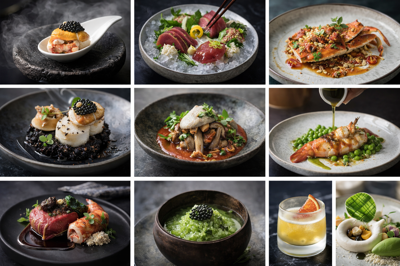 Beef, Shellfish & Caviar Dumpling Tableau