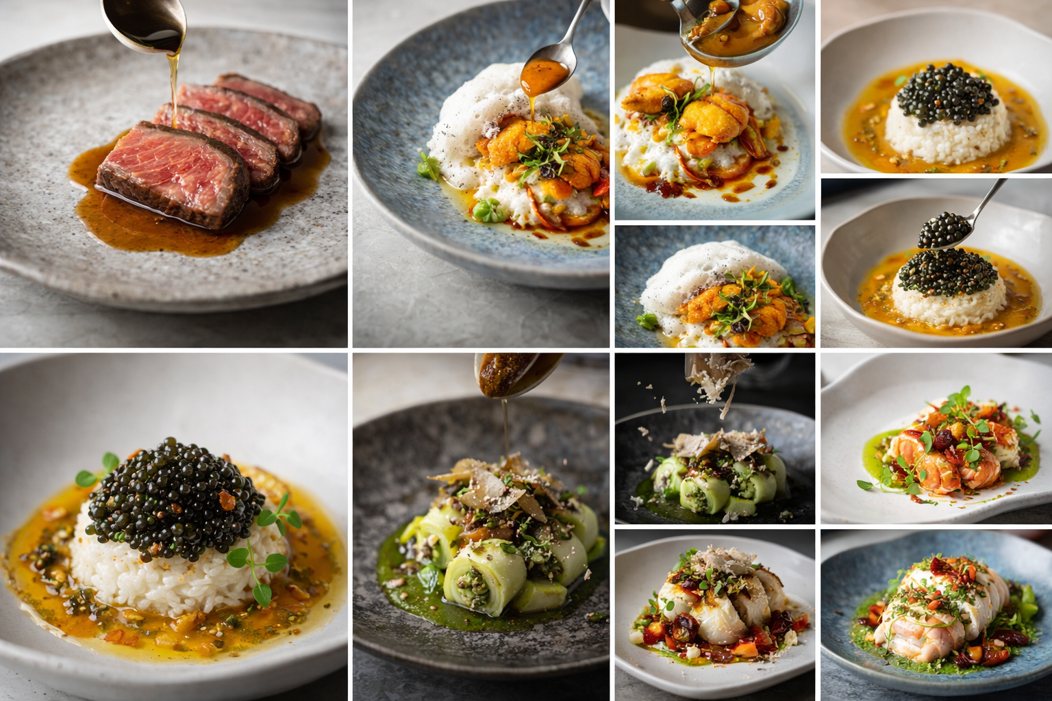 Toro, Caviar & Lobster Sauce Panel