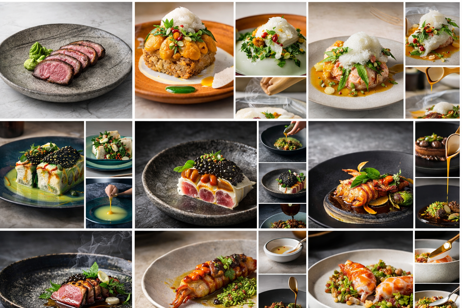 Beef, Rice & Seafood Plating Panel